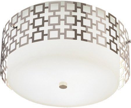 Robert Abbey S664 Flush Mounts with Frosted White Cased Glass and Metal Outer Shades, Polished Nickel Finish by Robert Abbey Lighting