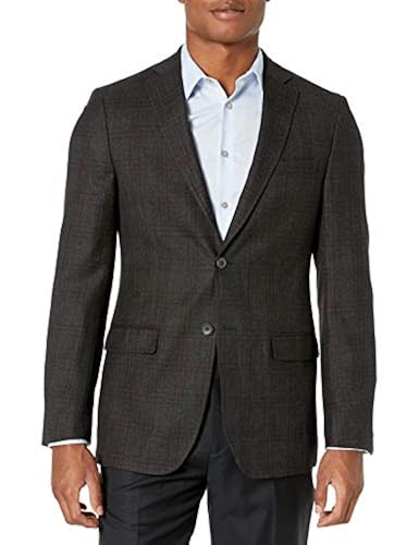 DKNY Men's Donahue Single Breasted Notch Lapel Plaid Slim Fit