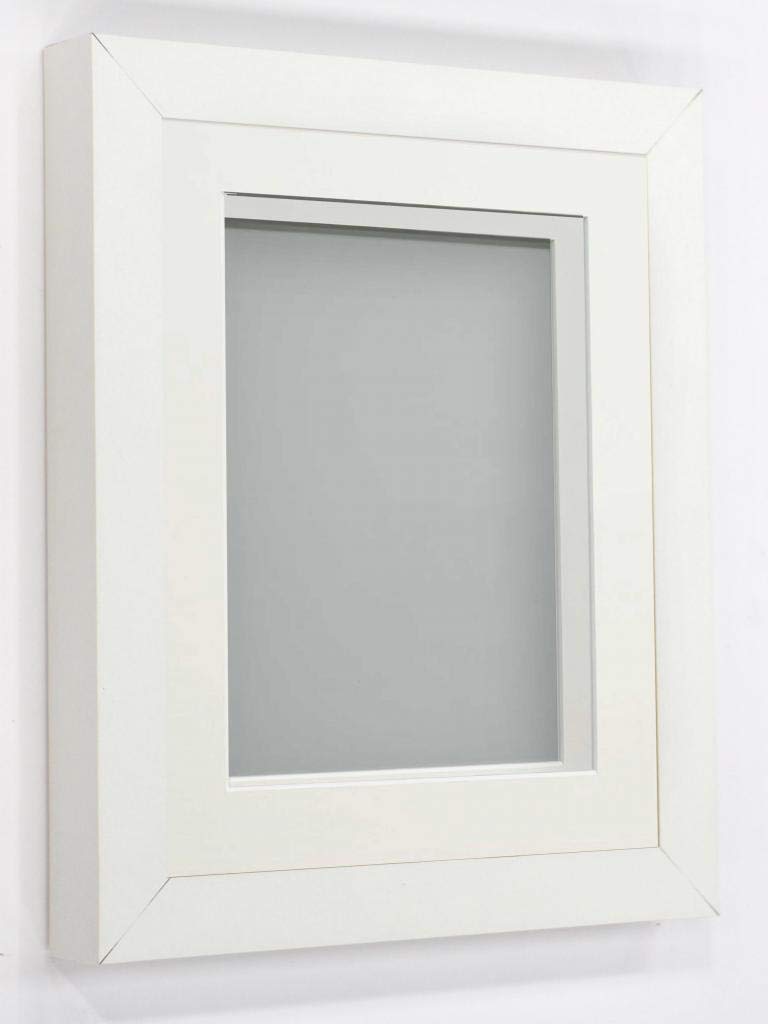 Frame Company Rickman Box 3D Photo Frame, Wood, White with Off-White Mount, 8x6 for Image Size 6x4 inch