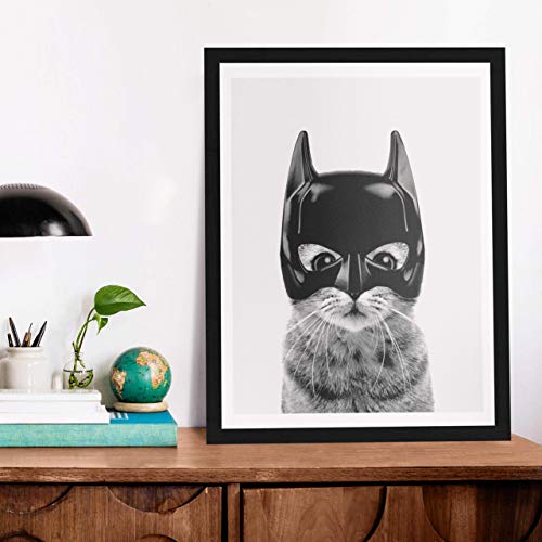 Batman Cat Super Hero Bedroom Decor - Fun and Cute Kids Bedroom Neutral Wall Decor - Children's Room & Nursery Prints - Art Print Poster Wall Decor 11x14 inches, Unframed - Thumbnail 4