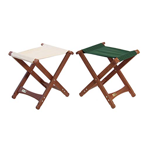 BYER OF MAINE, Pangean, Folding Stool, Hardwood, Easy to Fold and Carry, Wood Folding Stool, Canvas Camp Stool, Perfect for Camping, Matches All Furniture in The Pangean Line, Green, Single (Renewed)