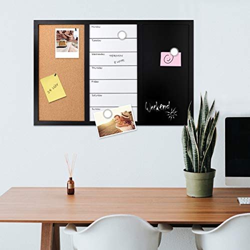 Navaris Combination Board Cork/Whiteboard/Chalkboard 16 x 24 inches