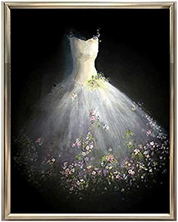 Handser DIY Diamond Painting Kits Rhinestone Cross Stitch, 5D Embroidery Painting Paint by Number Canvas Kits Wedding Dress Full Diamond Painting Wall Decor Stickers (Picture Size L:17.7x23.6inch)