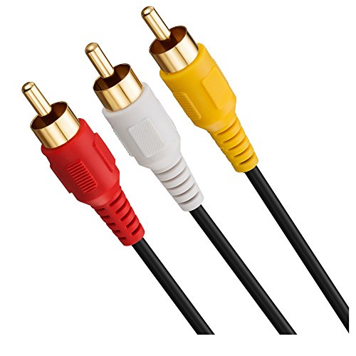3 RCA Cable 100 Feet,Ruaeoda 3 RCA to 3RCA Male to Male DVD Video Cable Gold Plated for VCR, HD-TV, and Other Home Theater Audio/Video Equipment
