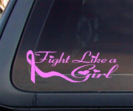Pink Ribbon Fight Like a Girl Breast Cancer Car Decal / Sticker