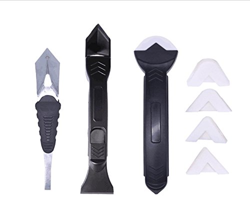 Alwaysuc Silicone Removal & Silicone Scraper Tool Kit,3 in 1 Sealant Replace&Removal Caulking Tool Kit With 4 Replaceable Pads for Bathroom Kitchen and Frames Sealant Seals