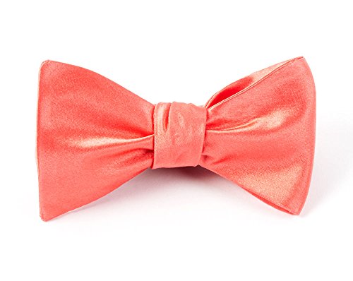 THE TIE BAR 100% WOVEN SILK CORAL SOLID SATIN SELF-TIE BOW TIE