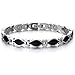 COOLSTEELANDBEYOND Steel Link Bracelet for Women with Black Enamel, Free Link Removal Kit