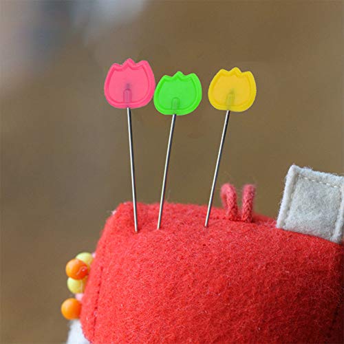 Quilting Pins 200Pcs Flat Head Decorative Sewing Pins/Long Straight Pins/Flower Head Pins/Colored Flat Button Pins with A Clear Cases, Extra Fine for Dressmaking Jewelry Components Flower (B) - Thumbnail 4