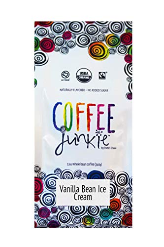 Coffee Junkie Vanilla Bean Ice Cream Naturally Flavored Organic Coffee Beans - 12 oz