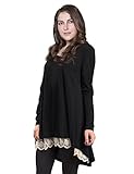 AMZ PLUS Women Plus Size Casual Long Sleeve Loose Lace Tops Tunic Blouses Black 4XL
