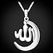 U7 Cresent Moon Pendant with Rhinestone Islamic Muslim Jewelry Women Platinum Plated Chain Allah Necklace