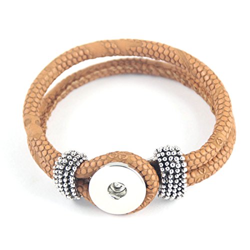 Simple Ever 22cm Multicolors Artificial Leather Bracelets Fit for 5.5mm 18mm Snap Button Charms Pack of 6
