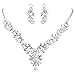 EVER FAITH Women's Crystal Simulated Pearl Leaf Vine Necklace Pierced Earrings Set Clear Silver-Tone