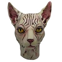 FILDRGT Full Over Head Mask Hairless Cat Latex Horse Head, Mask Costume Collectible Prop Scary Mask Toy