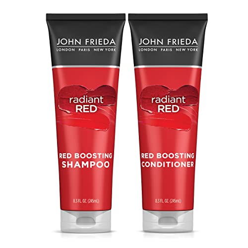 JOHN FRIEDA RADIANT RED SHAMPOO & CONDITIONER BUNDLE, ENHANCING SHAMPOO & CONDITIONER, HELPS ENHANCE SHADES, WITH POMEGRANATE AND VITAMIN E