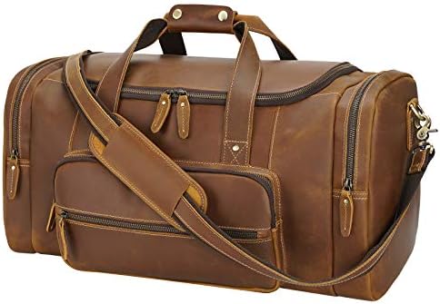 Polare 23" Full Grain Cowhide Leather Gym Duffle Weekender Overnight Travel Duffel Bag For Men 1 Polare 23" Full Grain Cowhide Leather Gym Duffle Weekender Overnight Travel Duffel Bag For Men