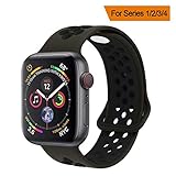 YC YANCH Greatou Compatible for Apple Watch Band 42mm,Soft Silicone Sport Band Replacement Wrist Strap Compatible for iWatch Apple Watch Series 3/2/1,Nike+,Sport,Edition,M/L,Anthracite Black
