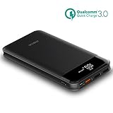 20000mAh Quick Charge Power Bank, meiyi QC 3.0 Portable Battery Charger With 3 USB Output Ports, LED Display QC 2.0 Input External Battery Pack For iPhone iPad Samsung Android phones - Black