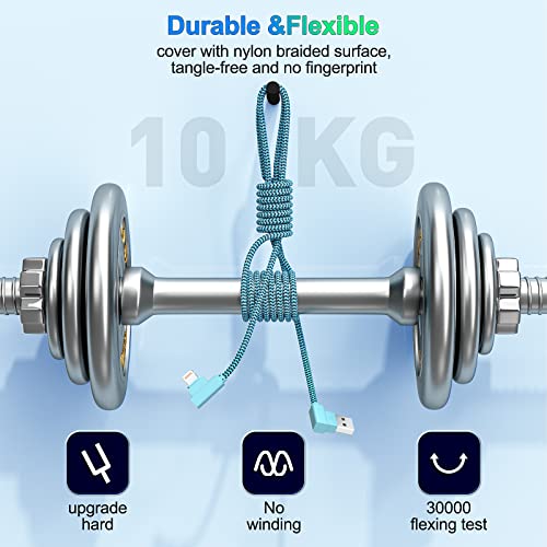 iPhone Charger 10 ft Lightning Cable [Apple MFi Certified] 3 Pack 90 Degree Fast Charging Cables Long iPhone Cord Compatible with iPhone 14/13/12/11 Pro MAX/XR/XS/8/7/Plus/6S/SE/iPad (10ft)