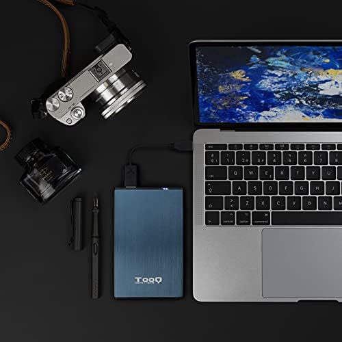 TQE-2527PB - Caixa para discos rígidos HDD de 2,5" (SATA I/II/III até 9,5 mm de altura, USB 3.0) Alumínio, Indicador LED, cor azul pacifico, 50 grs