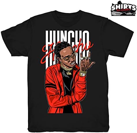Habanero Red Quavo Huncho Shirt to Match Foamposite One Habanero Red Sneakers Black t-Shirts