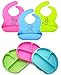 Suction Plate for toddlers, Baby Silicone Bib, Baby Spoon- Baby Feeding complete set. By IBB (blue)