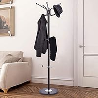 COSTWAYUS Costway 67" Coat Rack Stand with Umbrella Holder Home Entryway Jacket Hat Tree Furi Decor (Black), Brown