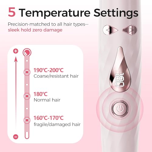 Automatic Hair Curler 3 in 1 Pink – Ceramic Coating Ice, Fast Heating 30s, 5 Temperatures (160°C-200°C), 40min Auto Off, Sound Alert, Pink