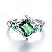 Merthus 5x7mm Radiant Cut Simulated Emerald 925 Sterling Silver Bypass Geometric Ring for Women Size 8