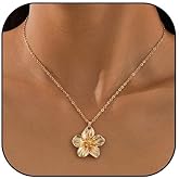 YHGDY Gold Flower Necklace for Women Spring flower Pendant Necklace Floral Statement Jewelry