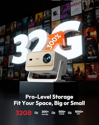 【Compatible with Netflix & AI Autofocus】XGODY Smart 4K Projector 700ANSI 1080P with 6D Auto Correction, FHD Movie Projector with WiFi 6 and Bluetooth 5.4, Home Cinema Projector for Bedroom