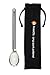 Longest Titanium Long Handle Spork with Polished Bowl, 9.65 inch/ 245mm Long Spork Extra Strong Ultra Lightweight, Titanium Spork for Home/Travel/Camping Spork Comes with Waterproof Cloth Case
