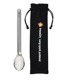 Mango largo Spork de titanio con bol, 9.65 inch Pu