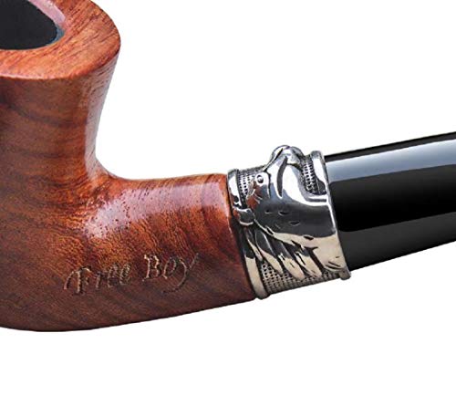 Wood Smoking Pipe Free Boy Tobacco Pipe Kit,Hand Made,Replacement Long Stem and Accessories