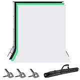 Neewer 6.5x6.5 feet/2x2 Meters Background Stand Support System 6 X 9 feet/1.8 X 2.8 Meters Backdrop(White/Black/Green) Backdrop Clamps Portrait Product Video Photography