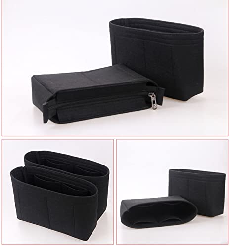 Lckaey Bag Organizer Insert for Classic Flap Medium bag Shaper Purse Insert - Premium Handbag Felt Organizer 2009black-M