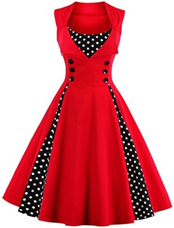 Vintage Women’s Ladies 1950s Sleeveless Prom Dress Swing Tea Dress Maxi Evening Party Retro Rockabilly Chic Skater Dress For Housewife Bridesmaid Casual Occasions