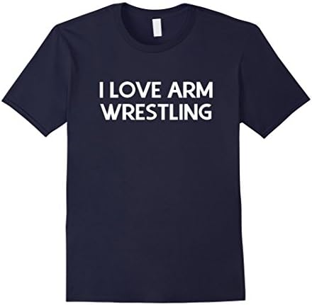Men's I love arm wrestling shirt Small Navy