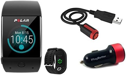 Polar M600 (Black) GPS Sports Smart Watch with Wrist-Based Heart Rate Bundle with PlayBetter USB Car Charging Adapter