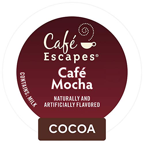 Cafe Escapes, Cafe Mocha Coffee Beverage, Single-Serve Keurig K-Cup Pods, 72 Count (3 Boxes of 24 Pods)