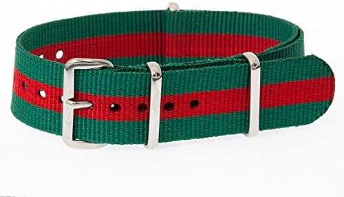 20mm [Green Red] Nylon Nato Band Military Watch Strap G10