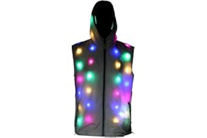 YONIYOWO Womens Mens LED Light Up Rave Jacket Adult Kids Dance Party Fancy Dress Club Glowing Clothes For Xmas Halloween