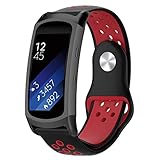 Aolvo Silicone Watch Bands Replacement Accessories Strap fit Samsung Gear Fit2 Pro SM-R365/ Gear Fit2 SM-R360 Black-red
