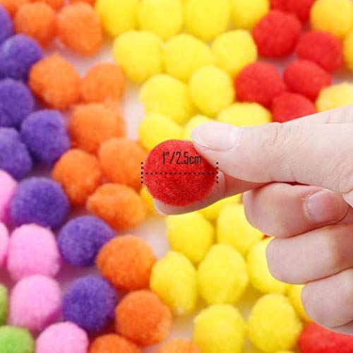 Shaoshao _100 Pieces 1 Inch Assorted Pompoms Multicolor Arts and DIY Creative Crafts