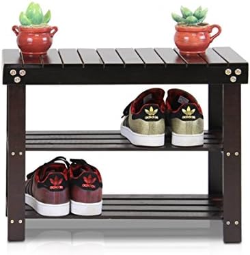Stylish Sturdy Design Solid Pine Wood Durable Shoe Rack, Expresso