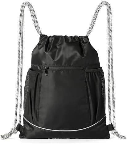 Amazon.com | Vorspack Drawstring Backpack Water Resistant String Bag Sports  Sackpack Gym Sack with Side Pocket for Men Women - Black | Drawstring Bags