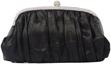 LOOSLOON Womens Vintage Satin Pleated Cocktail Evening Party Wallet Handbags/ Clutches -Black