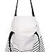 Women's Black Stripe Print Canvas Tote Bag Shoulderbag White (black-zip)