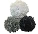 Premium Quality Tissue Paper Pom-Poms for Holiday, Anniversary, Birthday, Graduation, Wedding, Bridal & Baby Parties. Outdoor & Indoor Party Decorations. Pack of 12 (Black/Gray/White)